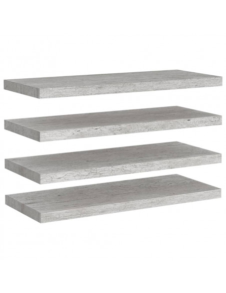 Scaffali a Parete 4 pz Grigio Cemento 80x23,5x3,8 cm in MDF