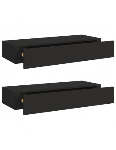 Scaffali con Cassetti da Parete 2 pz Neri 60x23,5x10 cm MDF