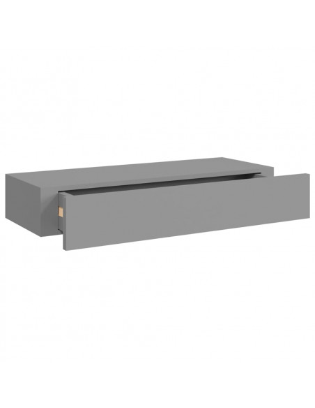 Scaffale con Cassetti da Parete Grigio 60x23,5x10 cm in MDF