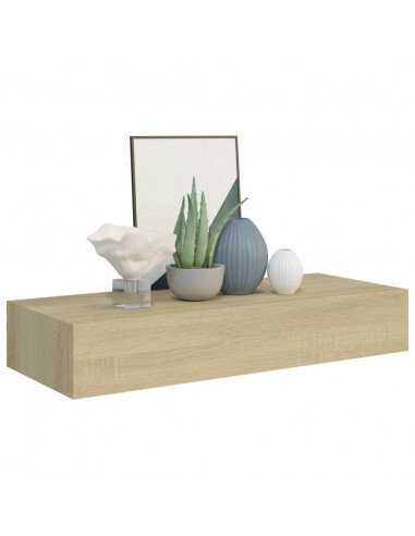 Scaffale con Cassetti da Parete Rovere 60x23,5x10 cm in MDF