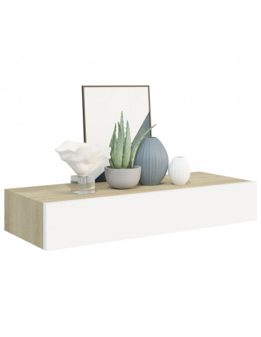 Scaffale con Cassetti Rovere e Bianco 60x23,5x10 cm in MDF