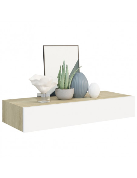 Scaffali con Cassetti 2 pz Rovere e Bianco 60x23,5x10 cm in MDF