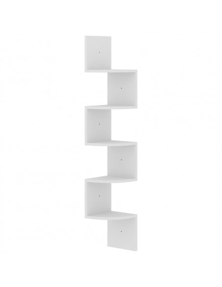 Scaffale Angolare a Muro Bianco 19x19x123 cm Legno Multistrato