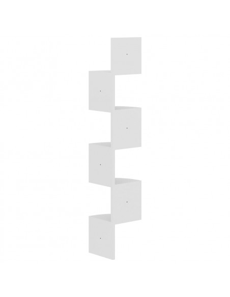 Scaffale Angolare a Muro Bianco 19x19x123 cm Legno Multistrato