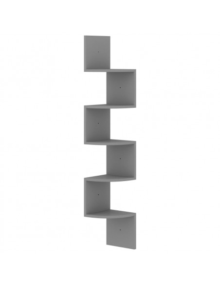 Scaffale Angolare a Muro Grigio 19x19x123 cm Legno Multistrato