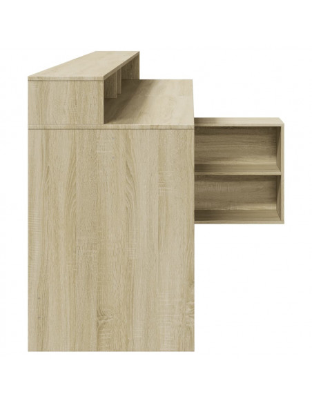 Scrivania con Luci LED Rovere Sonoma 200x104x91cm in Truciolato