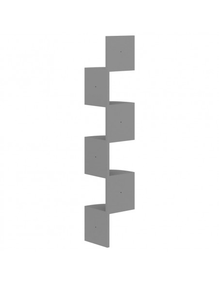 Scaffale Angolare a Muro Grigio 19x19x123 cm Legno Multistrato