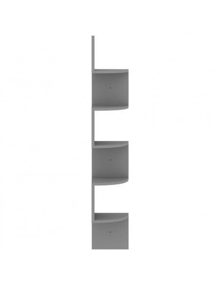 Scaffale Angolare a Muro Grigio 19x19x123 cm Legno Multistrato