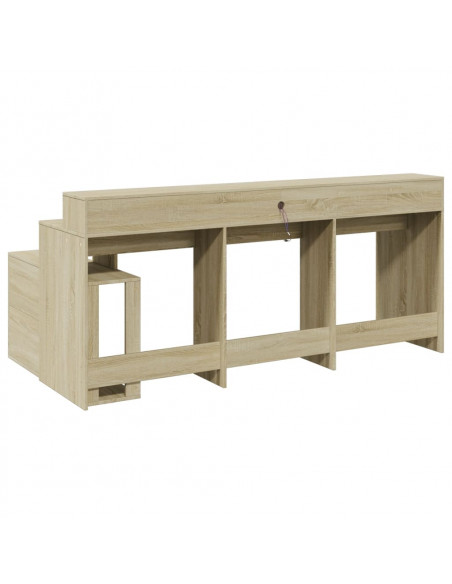 Scrivania con Luci LED Rovere Sonoma 200x104x91cm in Truciolato