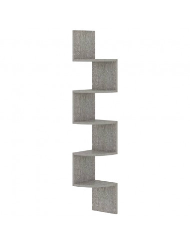Scaffale Angolare a Muro Grigio Cemento 19x19x123cm Multistrato
