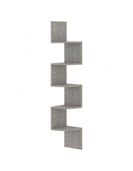 Scaffale Angolare a Muro Grigio Cemento 19x19x123cm Multistrato