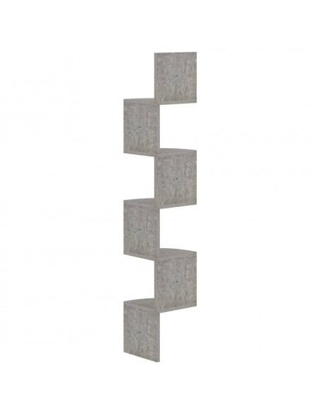 Scaffale Angolare a Muro Grigio Cemento 19x19x123cm Multistrato