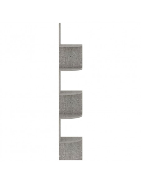 Scaffale Angolare a Muro Grigio Cemento 19x19x123cm Multistrato