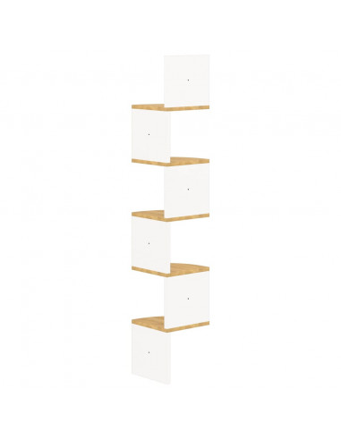 Scaffale Angolo Muro Bianco Rovere Sonoma 19x19x123 Multistrato