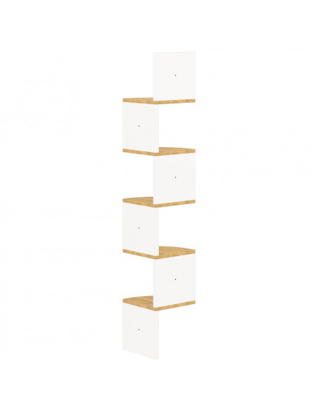 Scaffale Angolo Muro Bianco Rovere Sonoma 19x19x123 Multistrato
