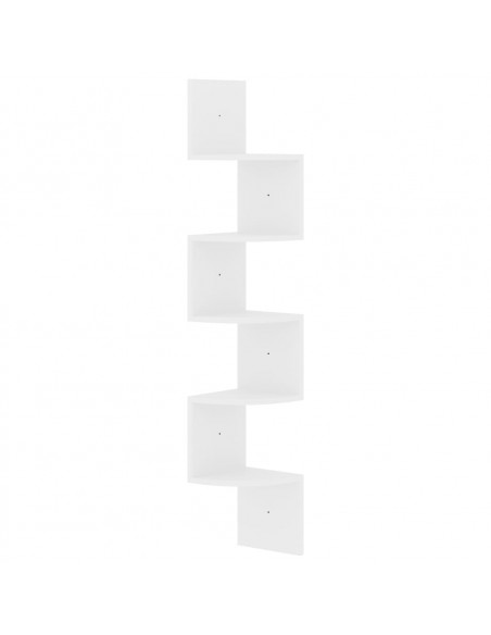 Scaffale Angolare a Muro Bianco Lucido 19x19x123 cm Multistrato