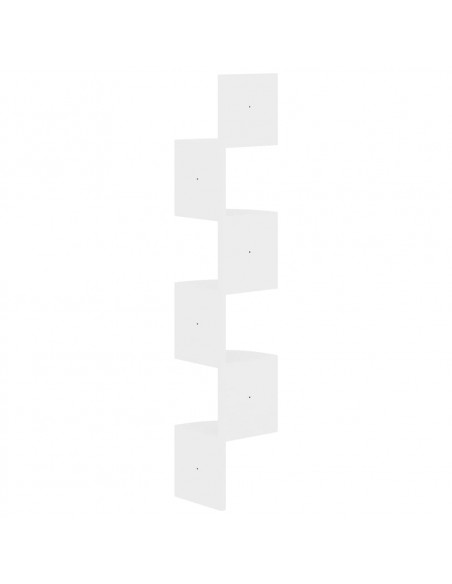 Scaffale Angolare a Muro Bianco Lucido 19x19x123 cm Multistrato