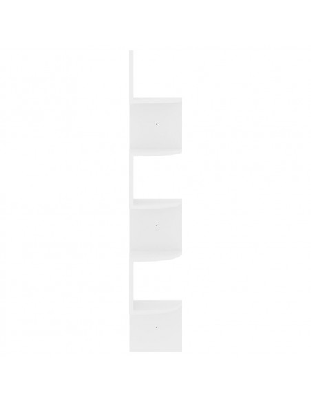 Scaffale Angolare a Muro Bianco Lucido 19x19x123 cm Multistrato