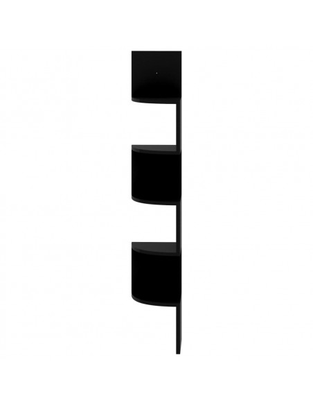 Scaffale Angolare a Muro Nero Lucido 19x19x123 cm Multistrato