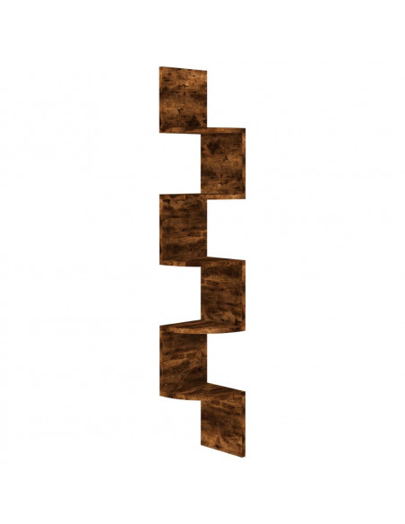 Scaffale Angolare a Muro Rovere Fumo 19x19x123 cm Multistrato