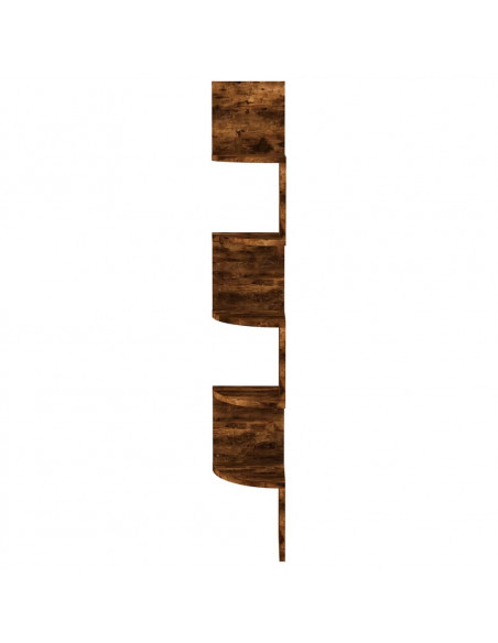 Scaffale Angolare a Muro Rovere Fumo 19x19x123 cm Multistrato