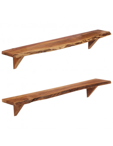 Mensole da Parete 2 pz 110x20x18 cm in Legno Massello di Acacia
