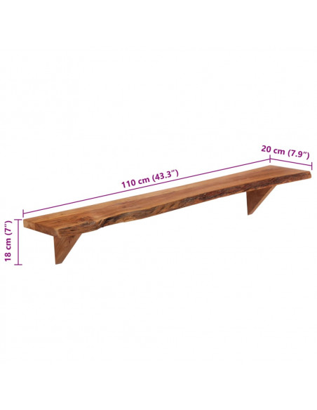 Mensole da Parete 2 pz 110x20x18 cm in Legno Massello di Acacia
