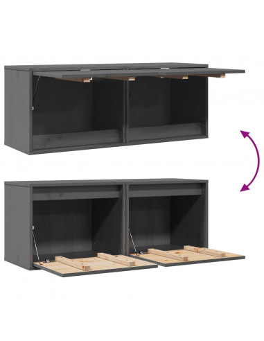 Pensili Grigi 2 pz 45x30x35 cm in Legno Massello di Pino