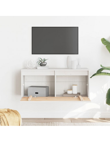 Pensile Bianco 80x30x35 cm in Legno Massello di Pino