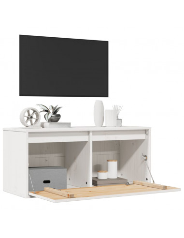 Pensile Bianco 80x30x35 cm in Legno Massello di Pino