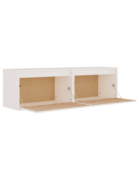 Pensili Bianchi 2 pz 60x30x35 cm in Legno Massello di Pino