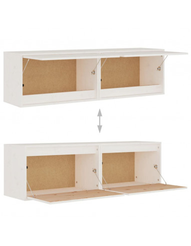 Pensili Bianchi 2 pz 60x30x35 cm in Legno Massello di Pino