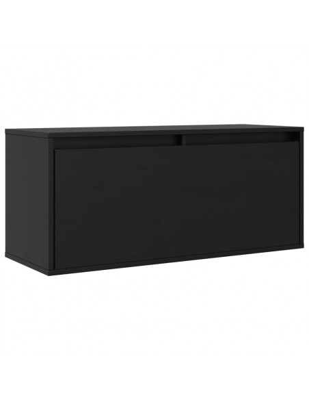 Pensile Nero 80x30x35 cm in Legno Massello di Pino