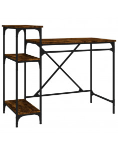 Scrivania Ripiani Rovere Fumo 105x50x90cm Multistrato e Ferro 2