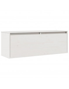 Pensile Bianco 100x30x35 cm in Legno Massello di Pino 2