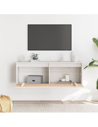 Pensile Bianco 100x30x35 cm in Legno Massello di Pino