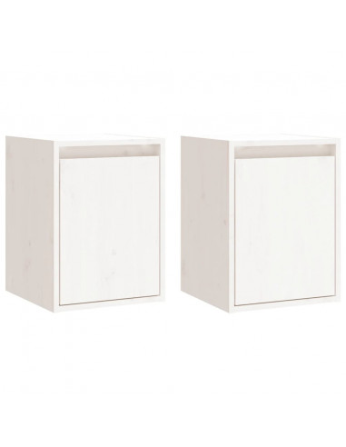 Pensili 2 pz Bianchi 30x30x40 cm in Legno Massello di Pino