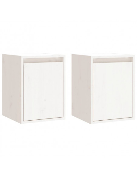 Pensili 2 pz Bianchi 30x30x40 cm in Legno Massello di Pino