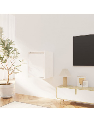 Pensili 2 pz Bianchi 30x30x40 cm in Legno Massello di Pino