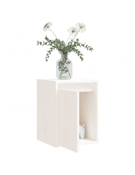 Pensili 2 pz Bianchi 30x30x40 cm in Legno Massello di Pino