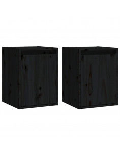 Pensili 2 pz Neri 30x30x40 cm in Legno Massello di Pino 2