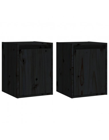 Pensili 2 pz Neri 30x30x40 cm in Legno Massello di Pino