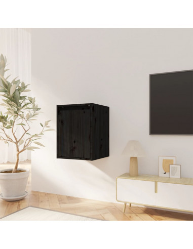 Pensili 2 pz Neri 30x30x40 cm in Legno Massello di Pino