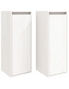 Pensili 2 pz Bianchi 30x30x80 cm in Legno Massello di Pino 2