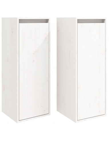 Pensili 2 pz Bianchi 30x30x80 cm in Legno Massello di Pino