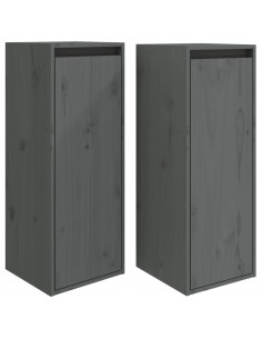 Pensili 2 pz Grigi 30x30x80 cm in Legno Massello di Pino 2