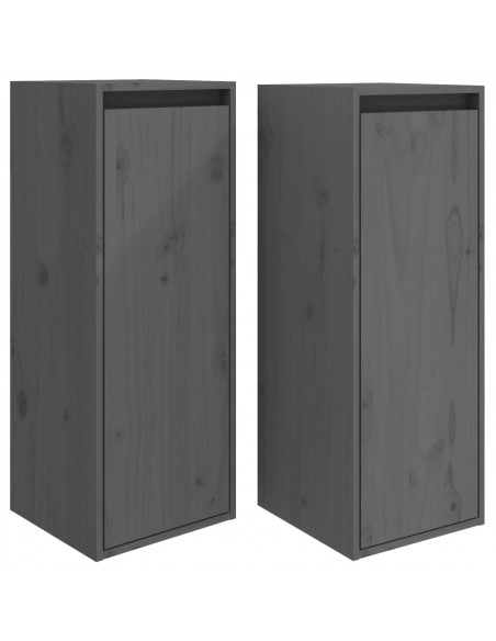 Pensili 2 pz Grigi 30x30x80 cm in Legno Massello di Pino