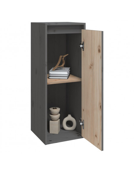 Pensili 2 pz Grigi 30x30x80 cm in Legno Massello di Pino