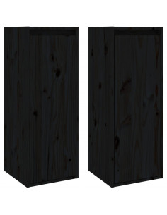 Pensili 2 pz Neri 30x30x80 cm in Legno Massello di Pino 2