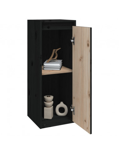 Pensili 2 pz Neri 30x30x80 cm in Legno Massello di Pino